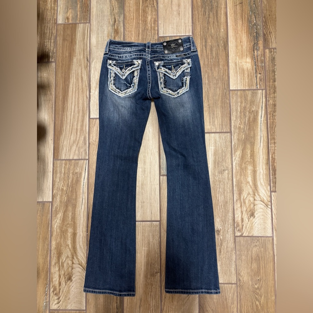 Signature Indigo Boot Cut Jeans with Embroidered Pockets